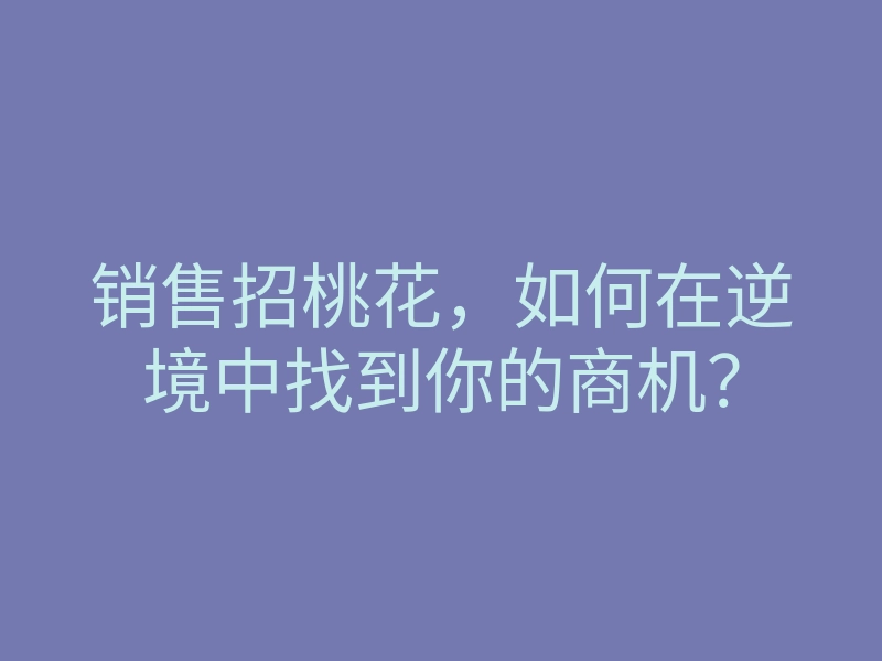 销售招桃花,如何在逆境中找到你的商机?