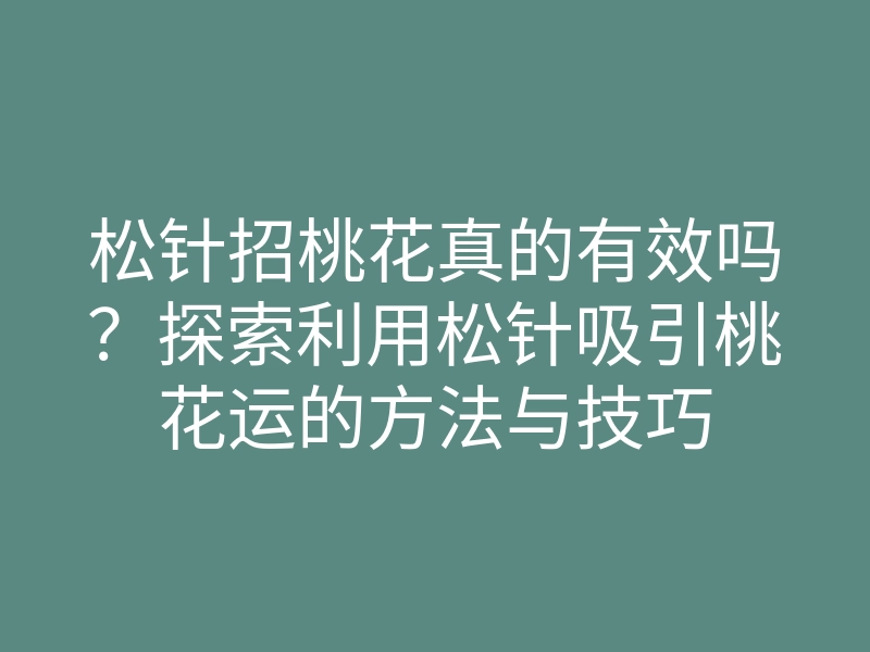 松针招桃花真的有效吗?探索利用松针吸引桃花运的方法与技巧