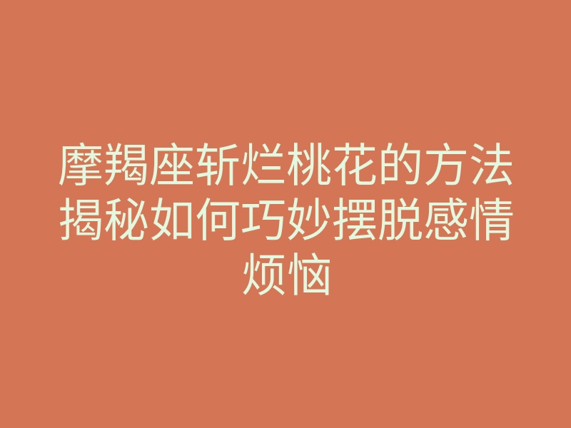 摩羯座斩烂桃花的方法揭秘如何巧妙摆脱感情烦恼
