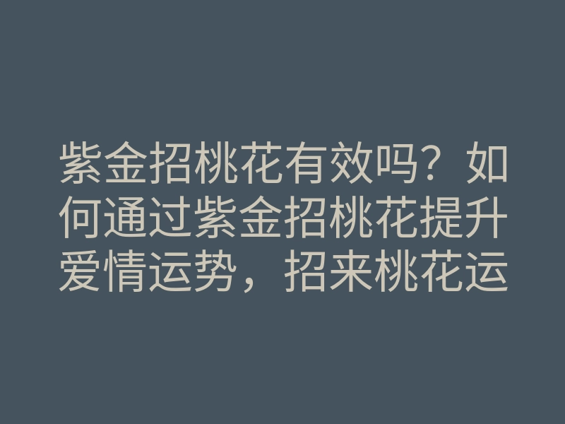 紫金招桃花有效吗?如何通过紫金招桃花提升爱情运势,招来桃花运方法