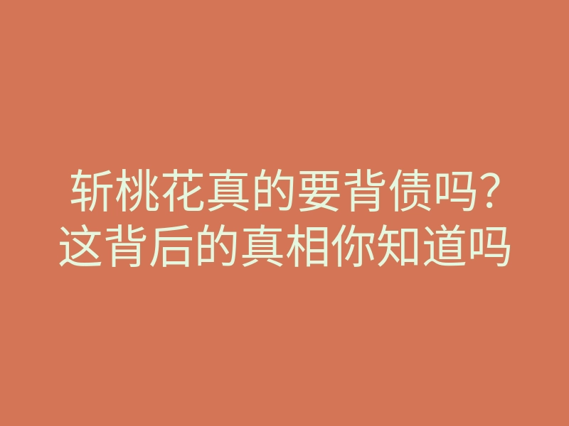 斩桃花真的要背债吗?这背后的真相你知道吗