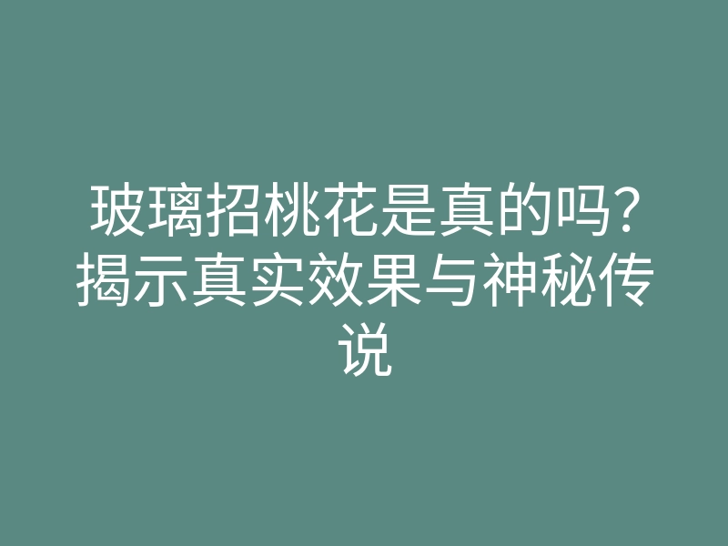 玻璃招桃花是真的吗?揭示真实效果与神秘传说
