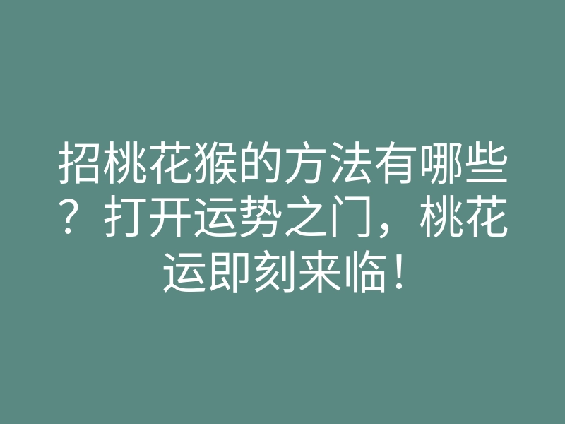 招桃花猴的方法有哪些?打开运势之门,桃花运即刻来临!