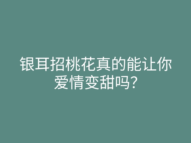 银耳招桃花真的能让你爱情变甜吗?