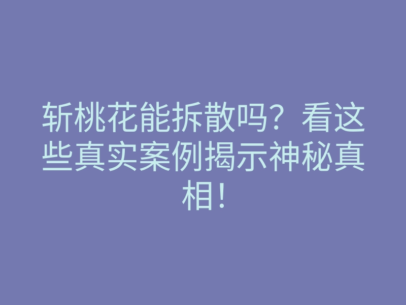 斩桃花能拆散吗？看这些真实案例揭示神秘真相！