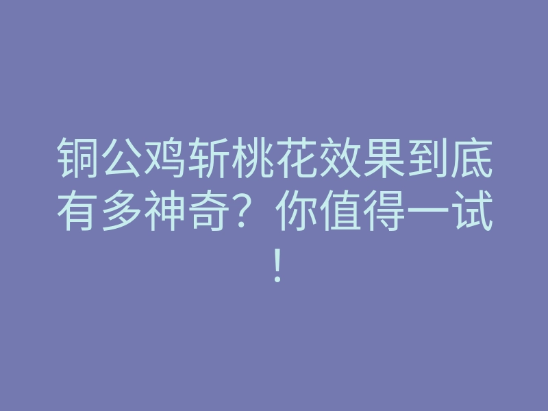 铜公鸡斩桃花效果到底有多神奇?你值得一试!