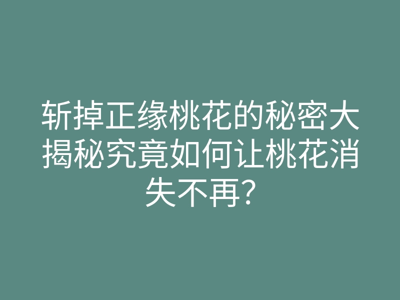斩掉正缘桃花的秘密大揭秘究竟如何让桃花消失不再?
