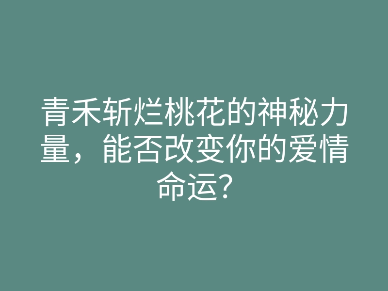 青禾斩烂桃花的神秘力量,能否改变你的爱情命运?