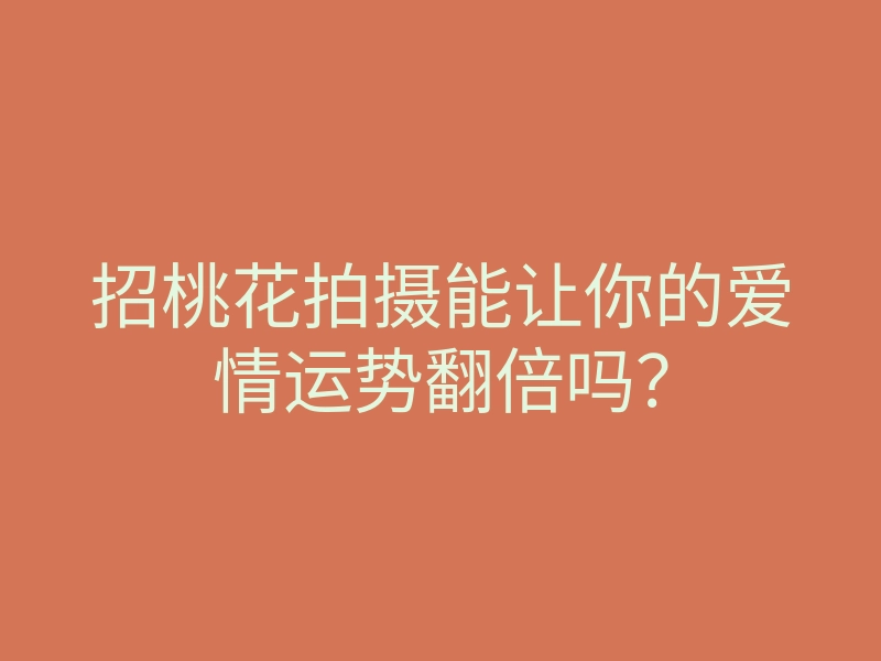 招桃花拍摄能让你的爱情运势翻倍吗?