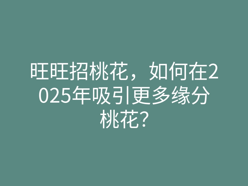 旺旺招桃花,如何在2025年吸引更多缘分桃花?