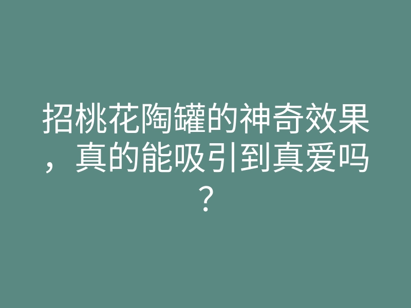 招桃花陶罐的神奇效果,真的能吸引到真爱吗?