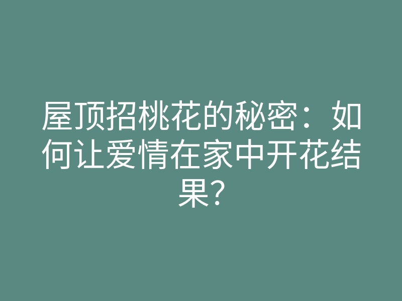 屋顶招桃花的秘密:如何让爱情在家中开花结果?