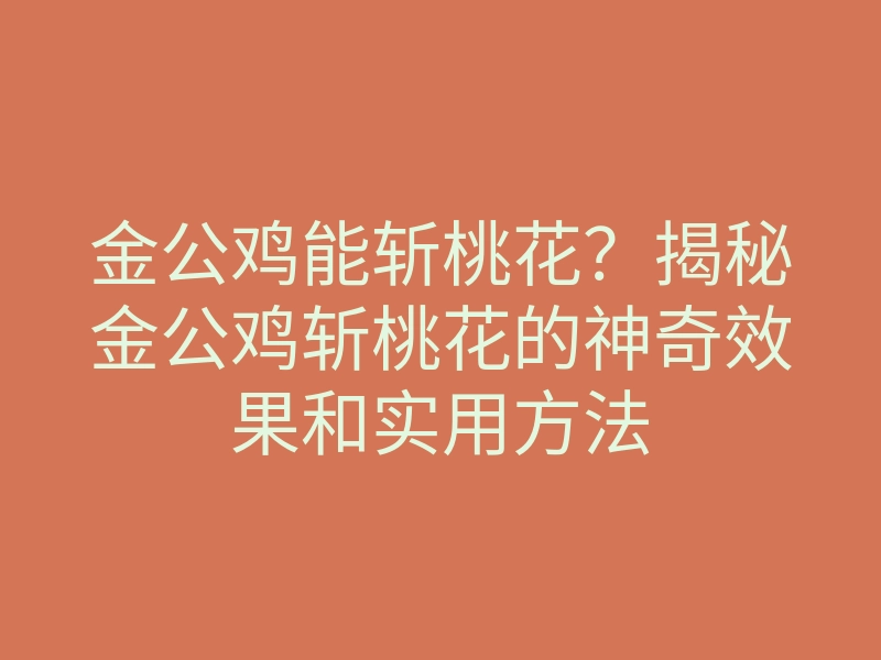 金公鸡能斩桃花?揭秘金公鸡斩桃花的神奇效果和实用方法