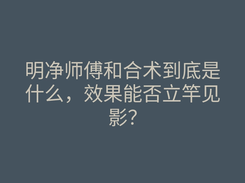 明净师傅和合术到底是什么,效果能否立竿见影?