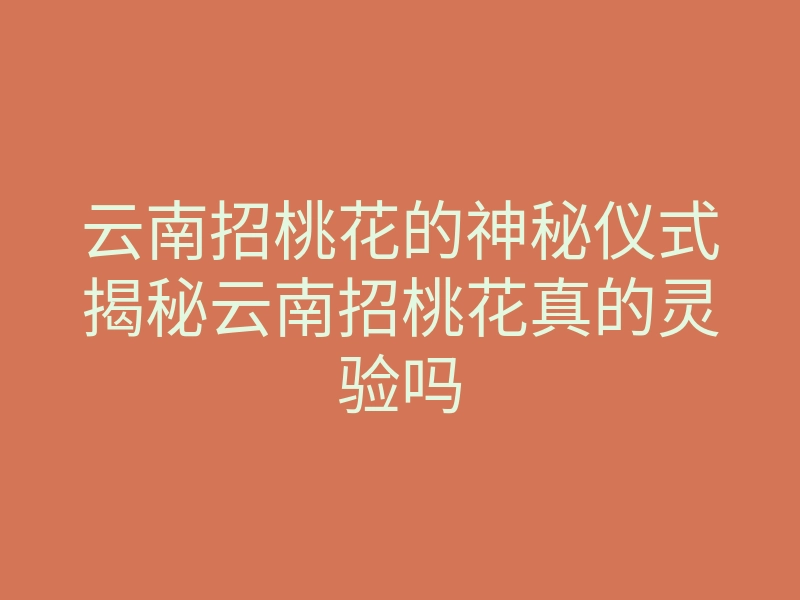 云南招桃花的神秘仪式揭秘云南招桃花真的灵验吗