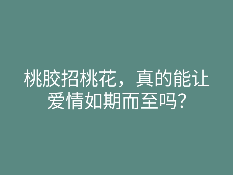桃胶招桃花,真的能让爱情如期而至吗?