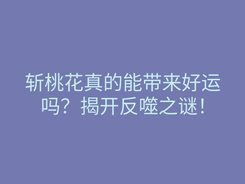斩桃花真的能带来好运吗?揭开反噬之谜!
