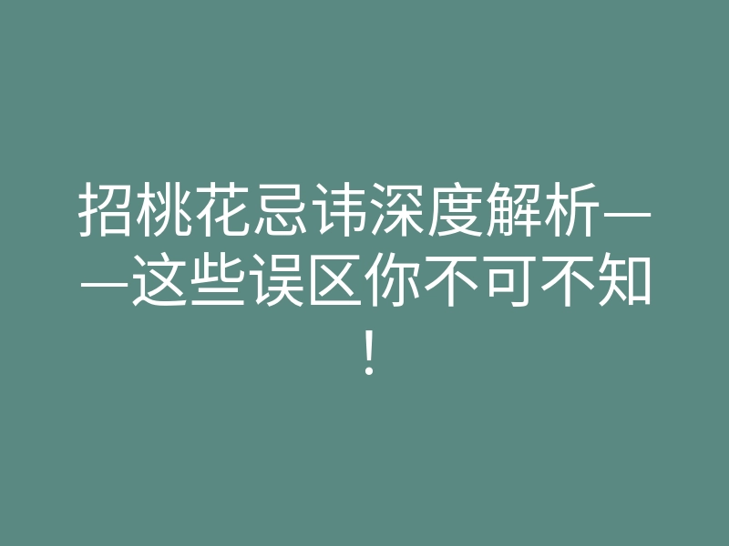 招桃花忌讳深度解析——这些误区你不可不知!