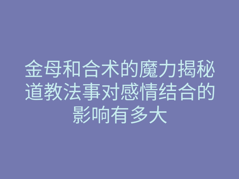 金母和合术的魔力揭秘道教法事对感情结合的影响有多大