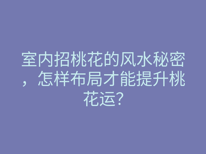 室内招桃花的风水秘密,怎样布局才能提升桃花运?