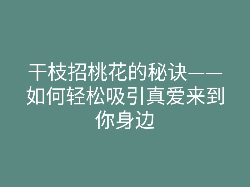 干枝招桃花的秘诀——如何轻松吸引真爱来到你身边