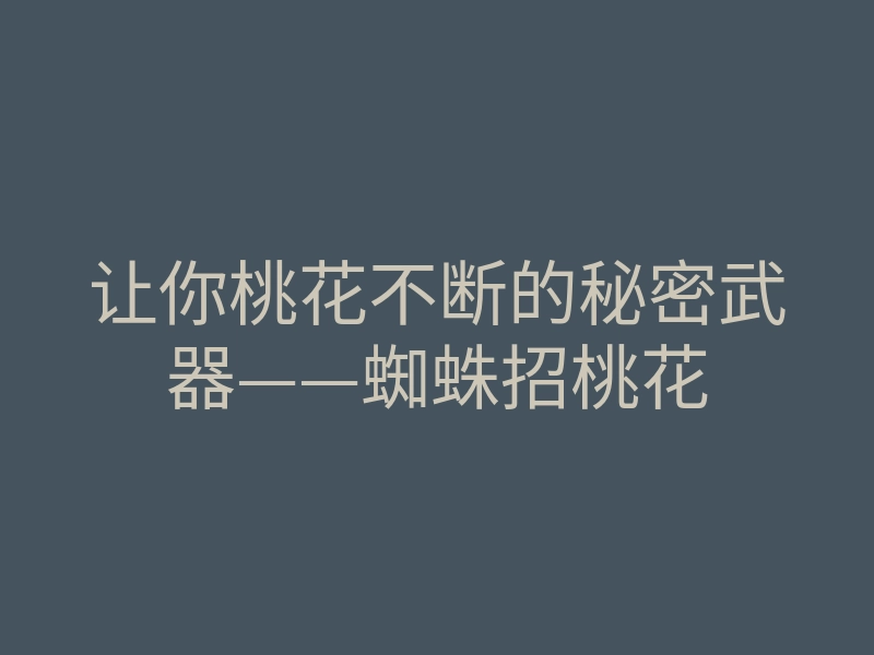 让你桃花不断的秘密武器——蜘蛛招桃花