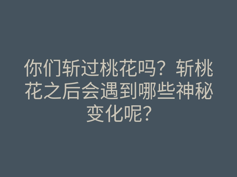 你们斩过桃花吗?斩桃花之后会遇到哪些神秘变化呢?