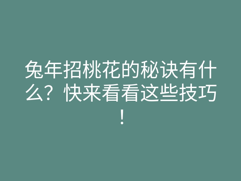 兔年招桃花的秘诀有什么?快来看看这些技巧!
