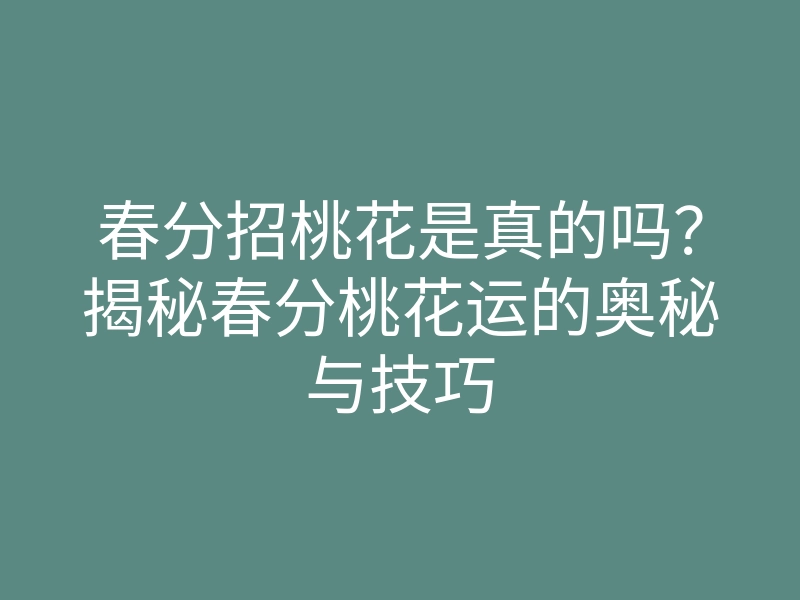 春分招桃花是真的吗?揭秘春分桃花运的奥秘与技巧