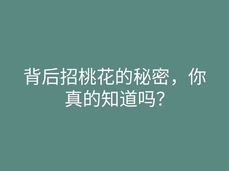背后招桃花的秘密,你真的知道吗?