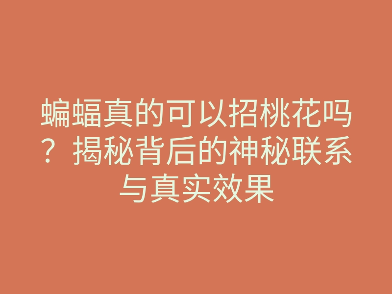 蝙蝠真的可以招桃花吗?揭秘背后的神秘联系与真实效果