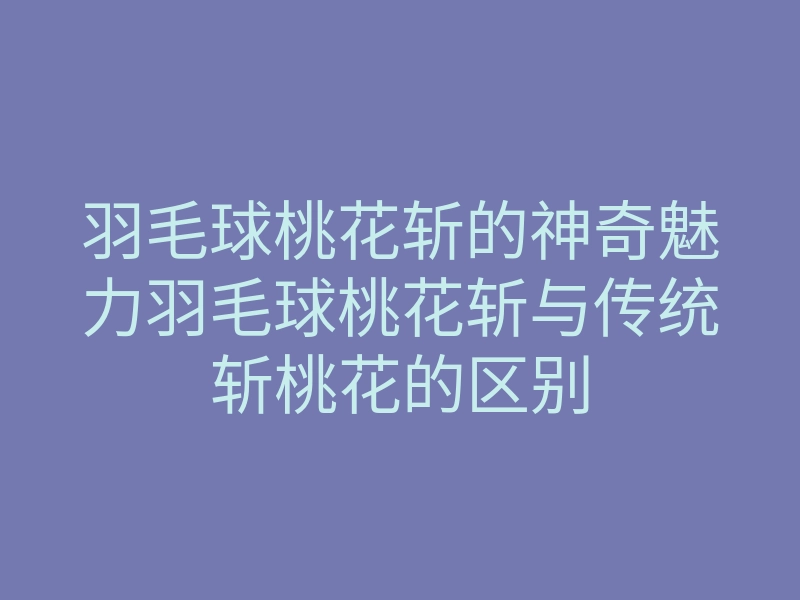羽毛球桃花斩的神奇魅力羽毛球桃花斩与传统斩桃花的区别