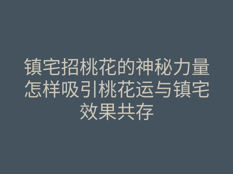 镇宅招桃花的神秘力量怎样吸引桃花运与镇宅效果共存