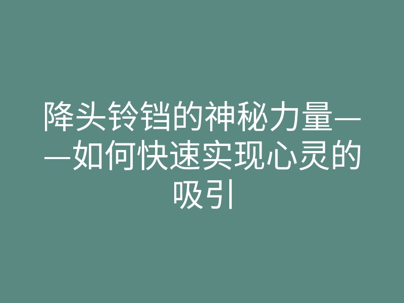 降头铃铛的神秘力量——如何快速实现心灵的吸引