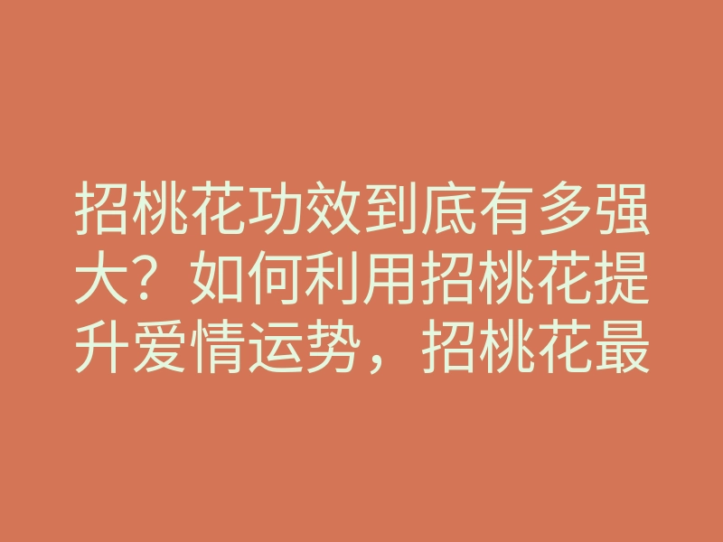 招桃花功效到底有多强大?如何利用招桃花提升爱情运势,招桃花最佳方法揭秘