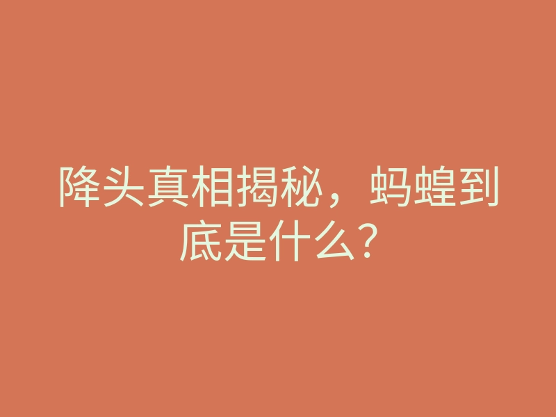 降头真相揭秘,蚂蝗到底是什么?