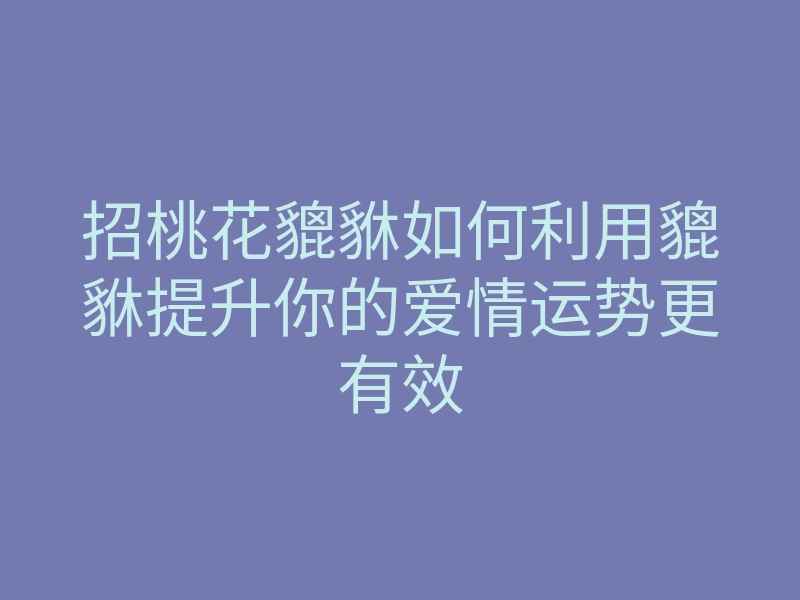 招桃花貔貅如何利用貔貅提升你的爱情运势更有效