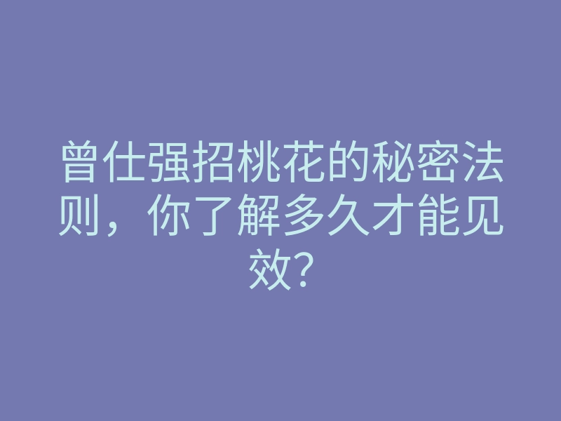 曾仕强招桃花的秘密法则,你了解多久才能见效?
