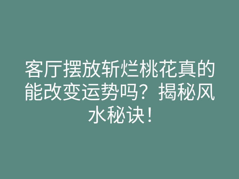 客厅摆放斩烂桃花真的能改变运势吗?揭秘风水秘诀!