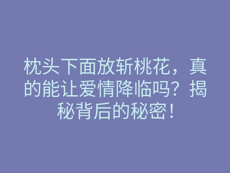 枕头下面放斩桃花,真的能让爱情降临吗?揭秘背后的秘密!