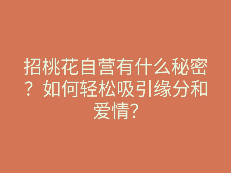 招桃花自营有什么秘密?如何轻松吸引缘分和爱情?