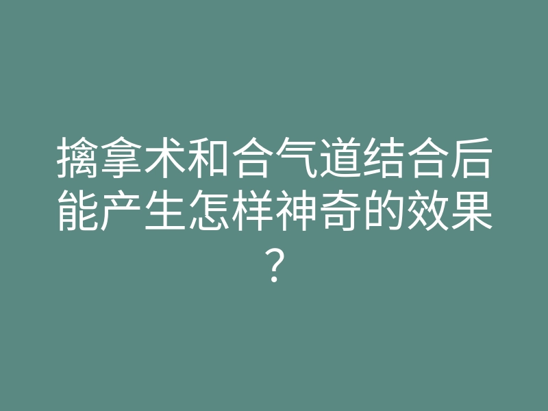 擒拿术和合气道结合后能产生怎样神奇的效果?