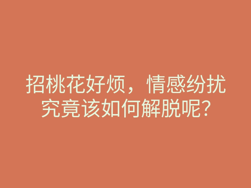 招桃花好烦,情感纷扰究竟该如何解脱呢?