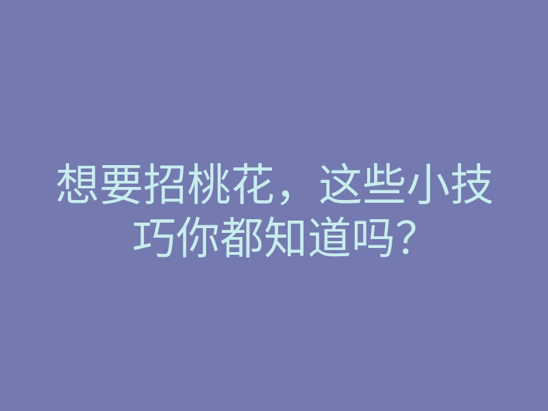 想要招桃花,这些小技巧你都知道吗?