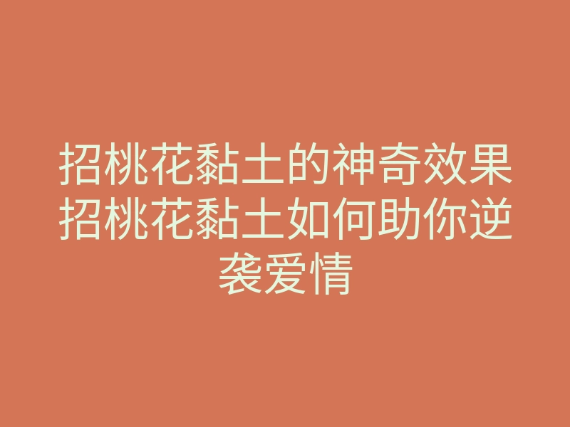 招桃花黏土的神奇效果招桃花黏土如何助你逆袭爱情