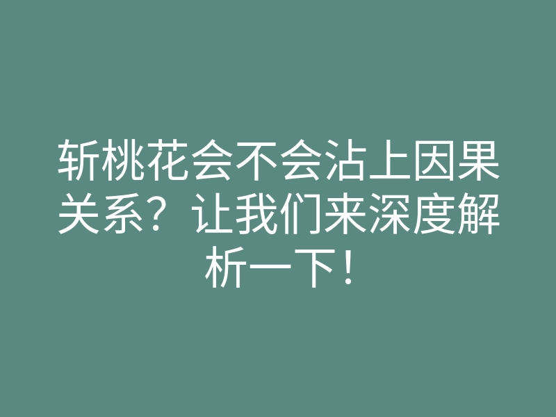 斩桃花会不会沾上因果关系?让我们来深度解析一下!