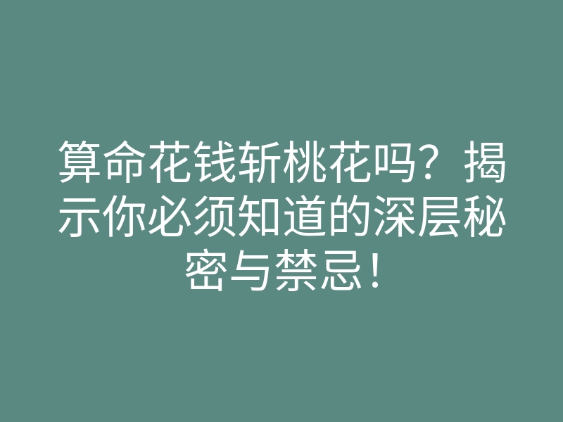 算命花钱斩桃花吗?揭示你必须知道的深层秘密与禁忌!