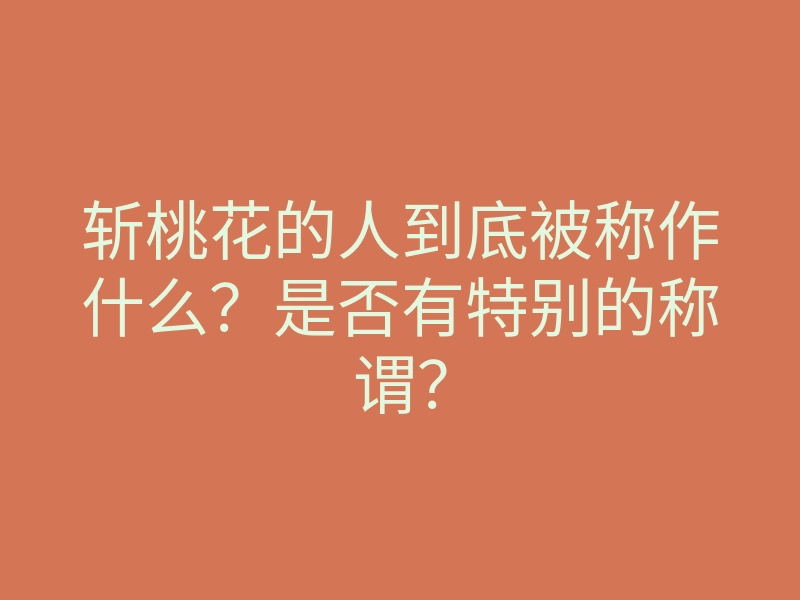 斩桃花的人到底被称作什么?是否有特别的称谓?