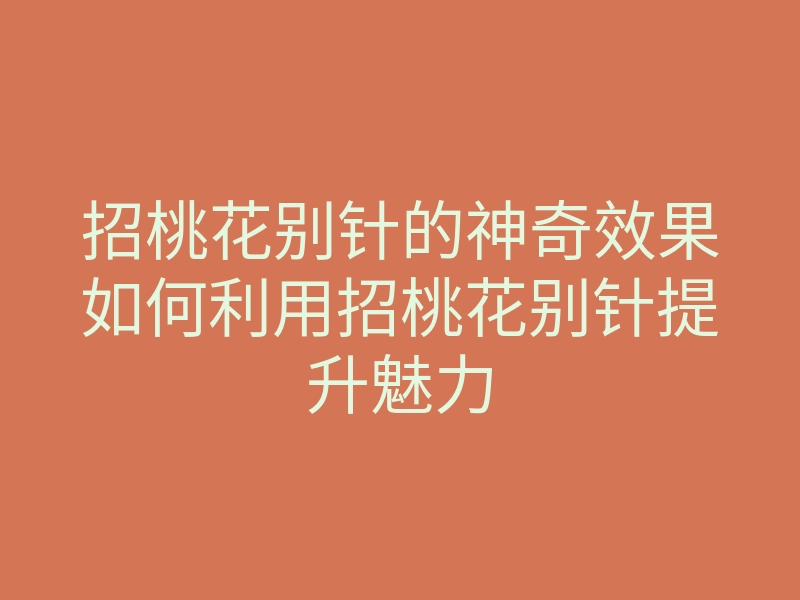 招桃花别针的神奇效果如何利用招桃花别针提升魅力