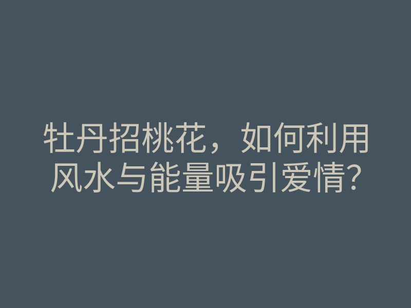 牡丹招桃花,如何利用风水与能量吸引爱情?